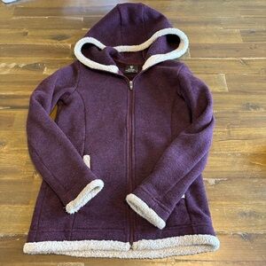 Kuhl Girls Sweater Zip Up Jacket Warm Hooded Small 7-8 Purple Maroon 7 8 Winter